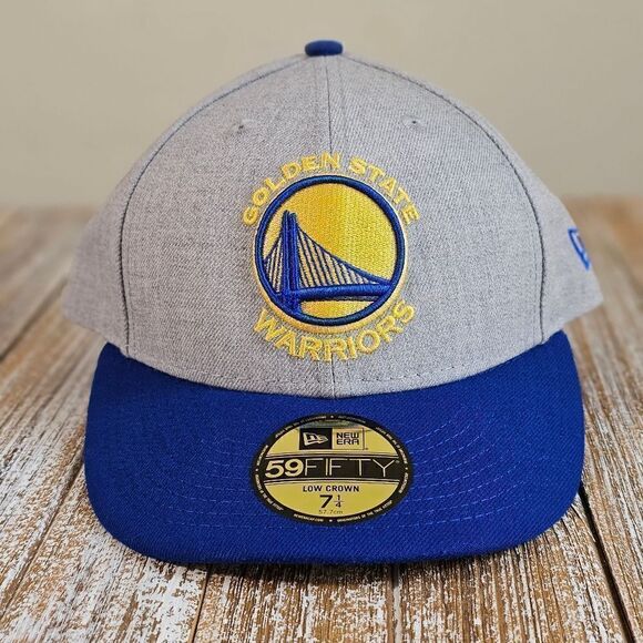 Golden State Warriors New Era Hat Cap Low Crown Grey Blue Gold 59FIFTY 7 1/4 GSW - Picture 2 of 15